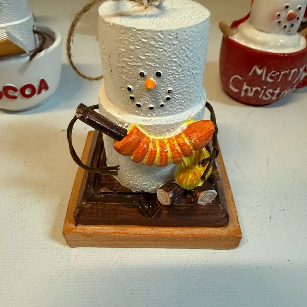 Bundle of 6 Snowman Marshmallow Christmas Ornaments